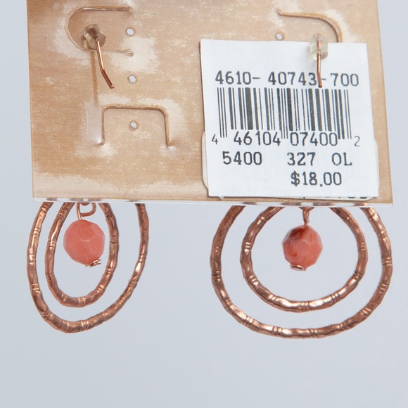 Boho drop style earrings peach fuzz bead & rose gold look by Erica Lyons - Picture 5 of 6